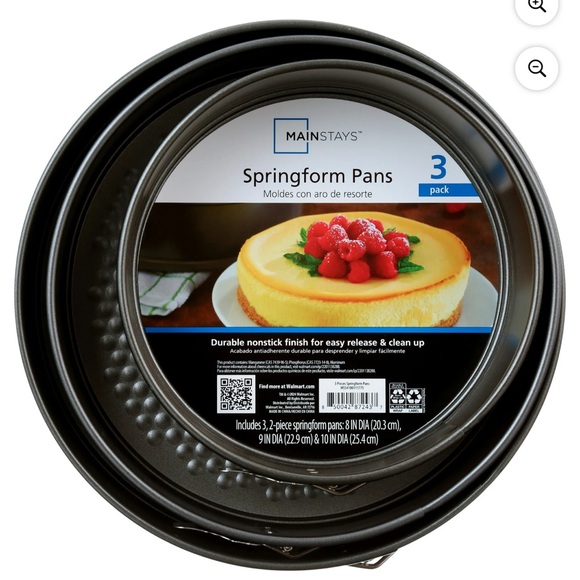 Mainstays Other - Set of 3 Non-Stick Carbon Steel Springform Cake Pans 8” 9” 10”